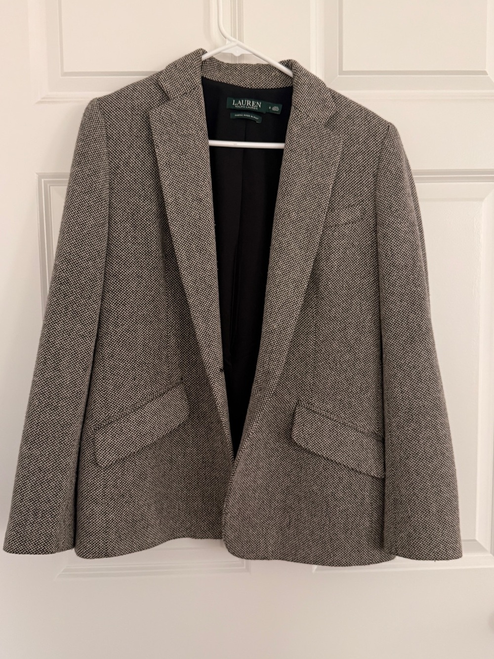 Ralph Lauren Herringbone Gray Tweed Blazer